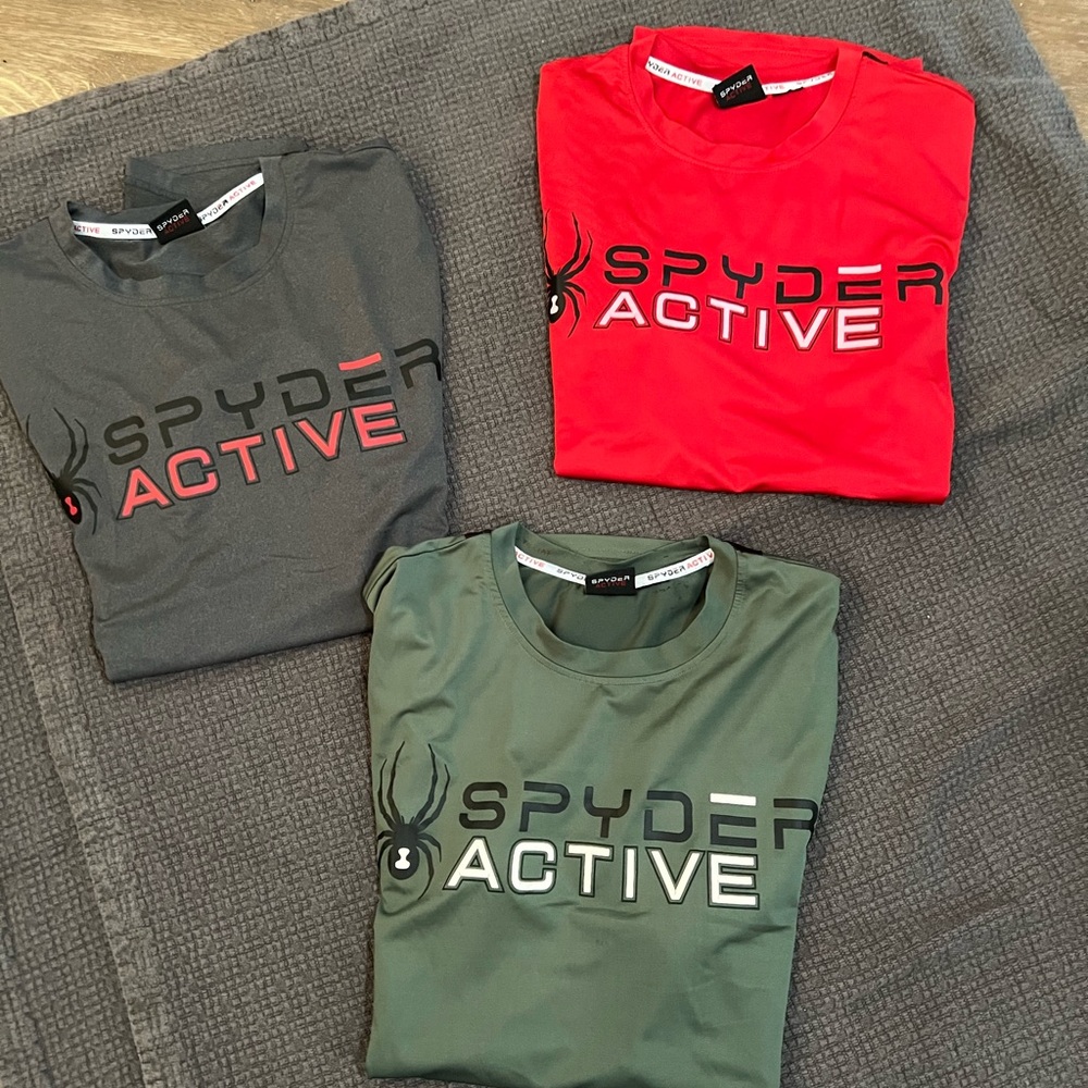 Spyder Active T-Shirts in Gray, Red, and Green